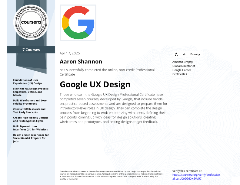 Google UX Professional Certificate