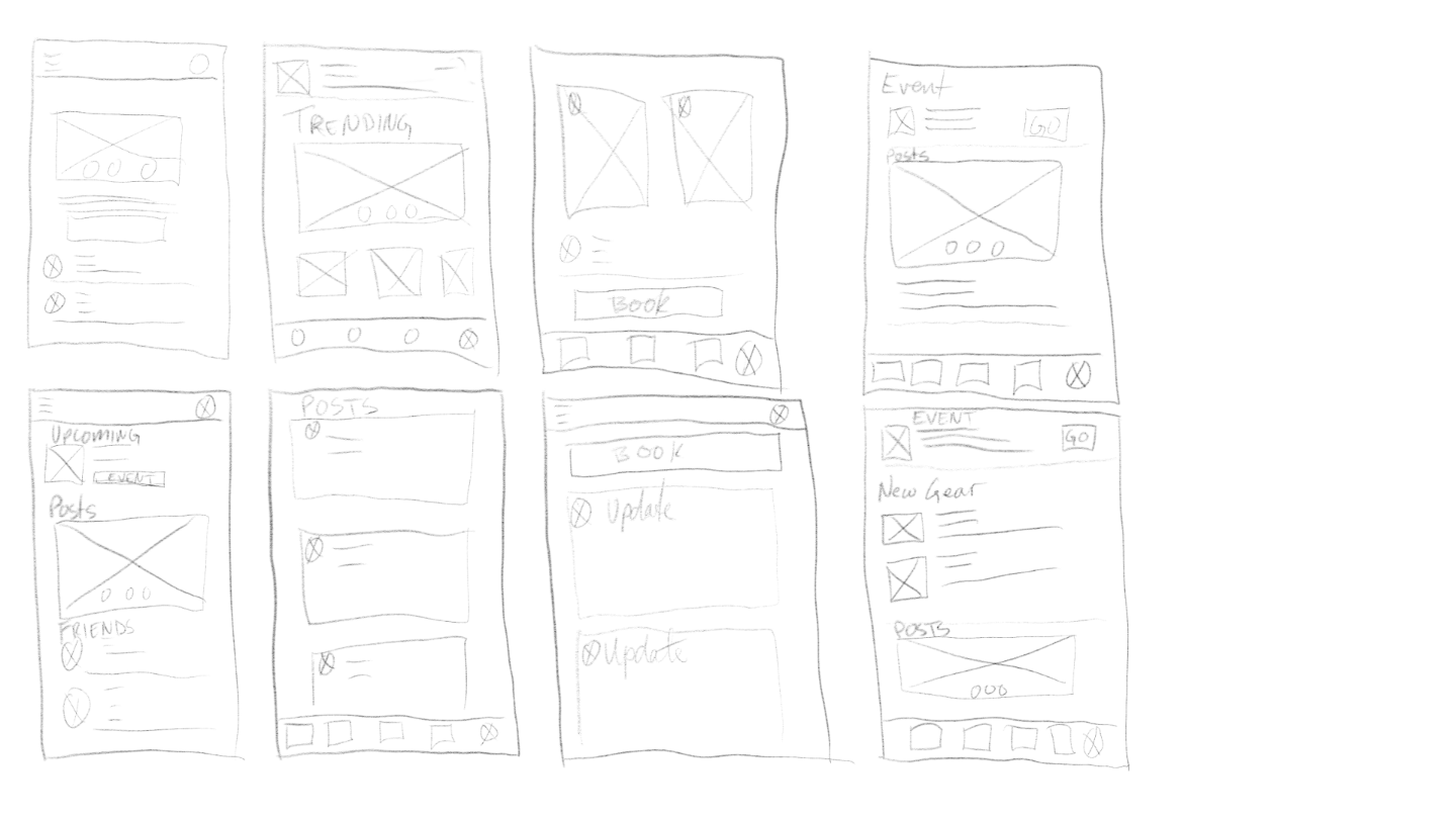 Image of eight different ideations of the inTents layout